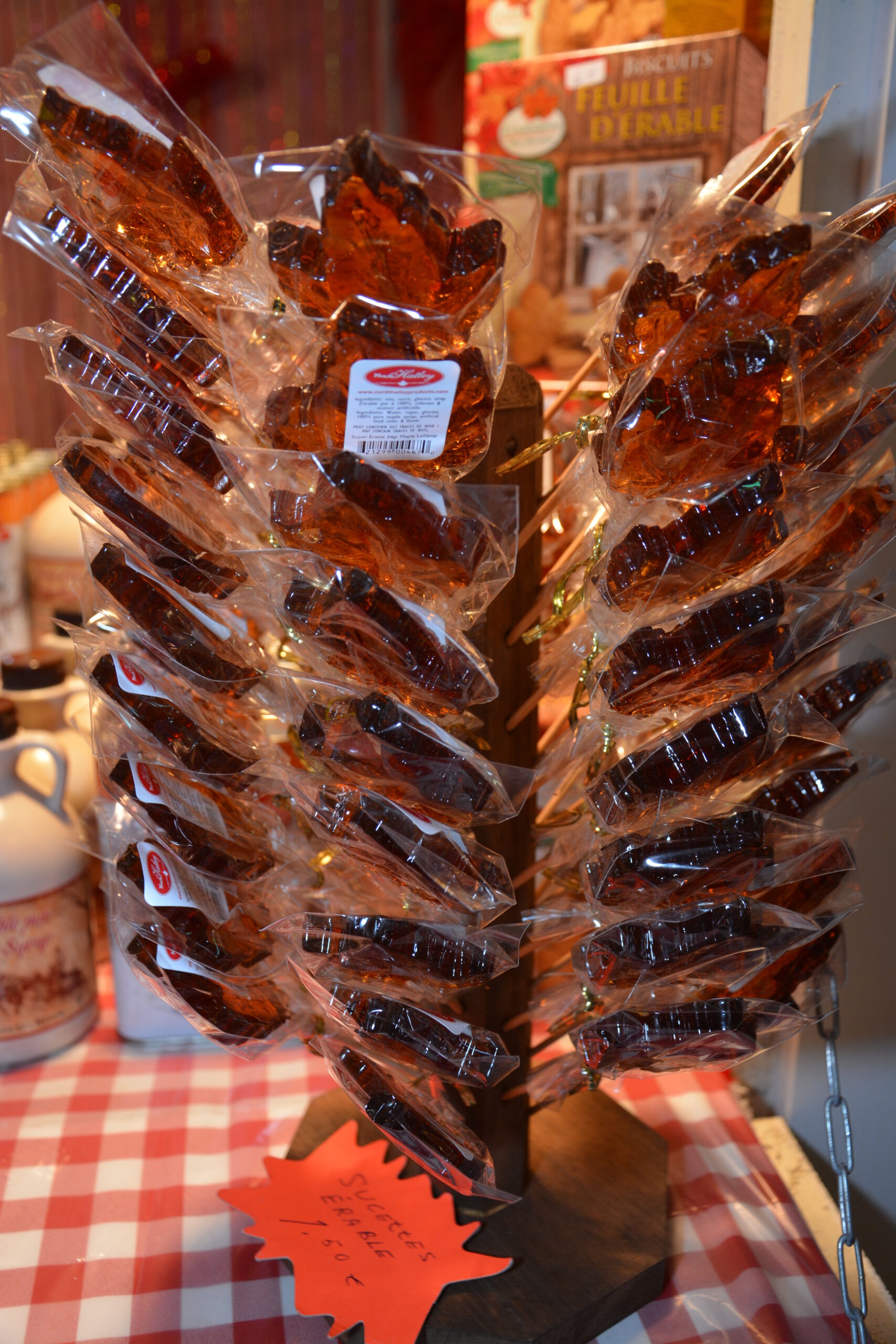 Chalet de produits canadiens sur le marché de noël de Rouen