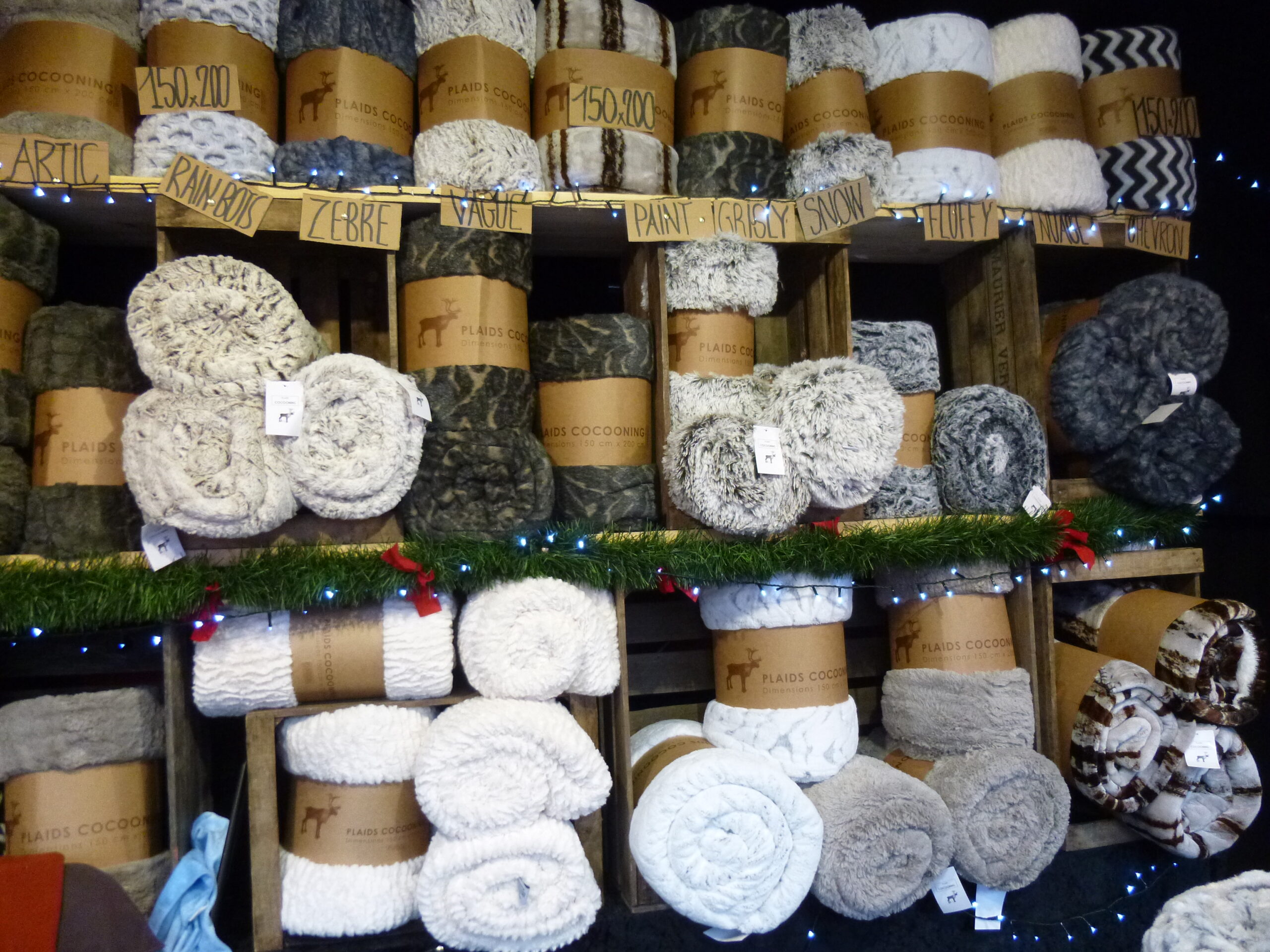 Chalet de plaids sur le marché de noël de Rouen